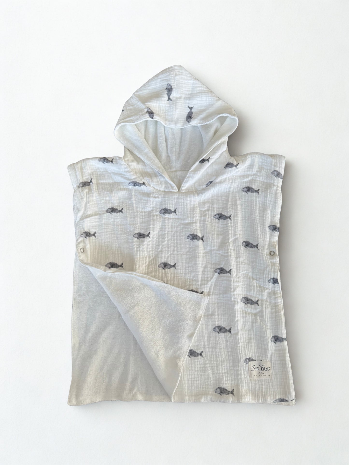 Hooded Towel Poncho - Snapper Print