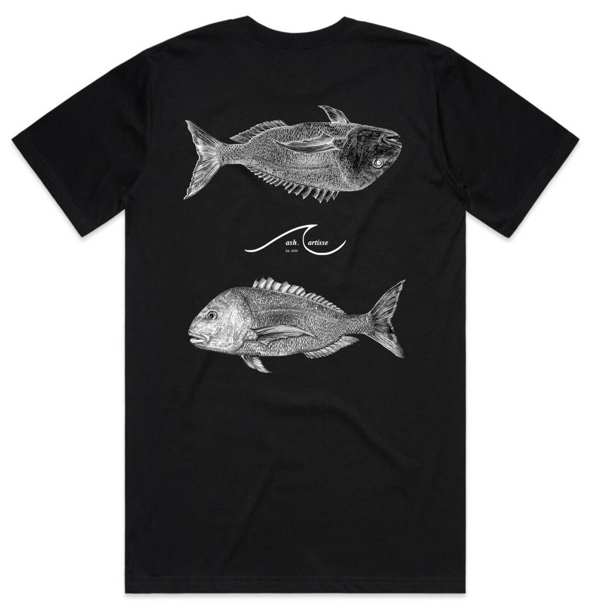 Men's black 'Spirit of the Snapper' Organic Cotton T-Shirt (PRE ORDER)